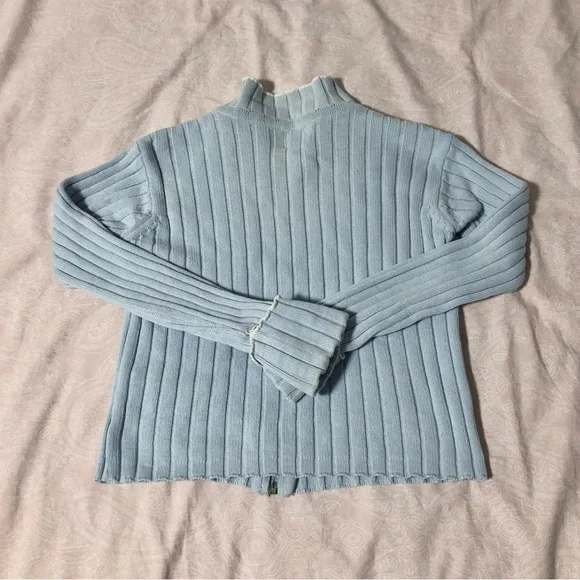 Light Blue Ribbed Zip-Up - Picture 3 of 4